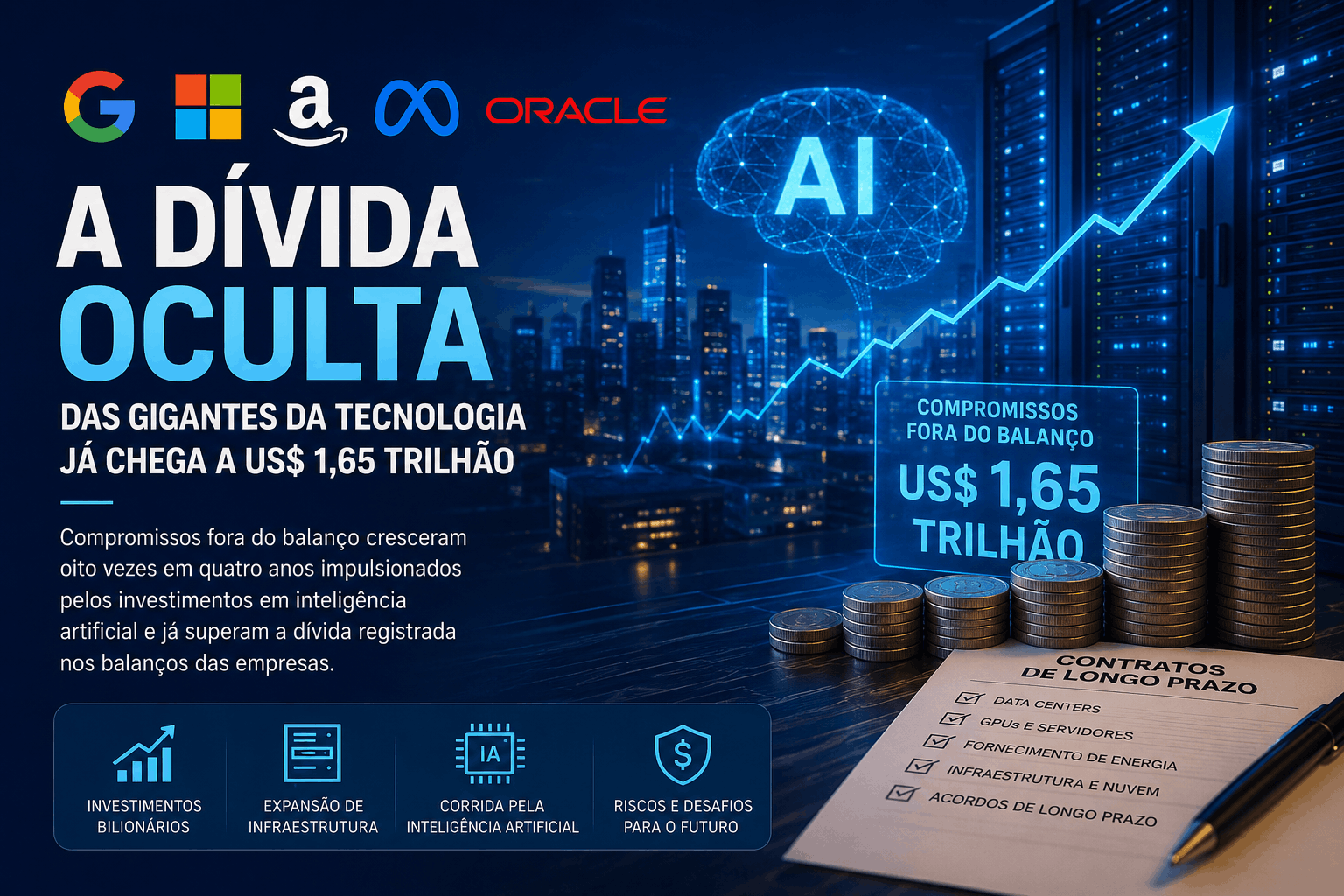 A corrida pela IA está criando uma nova montanha de compromissos financeiros nas Big Techs