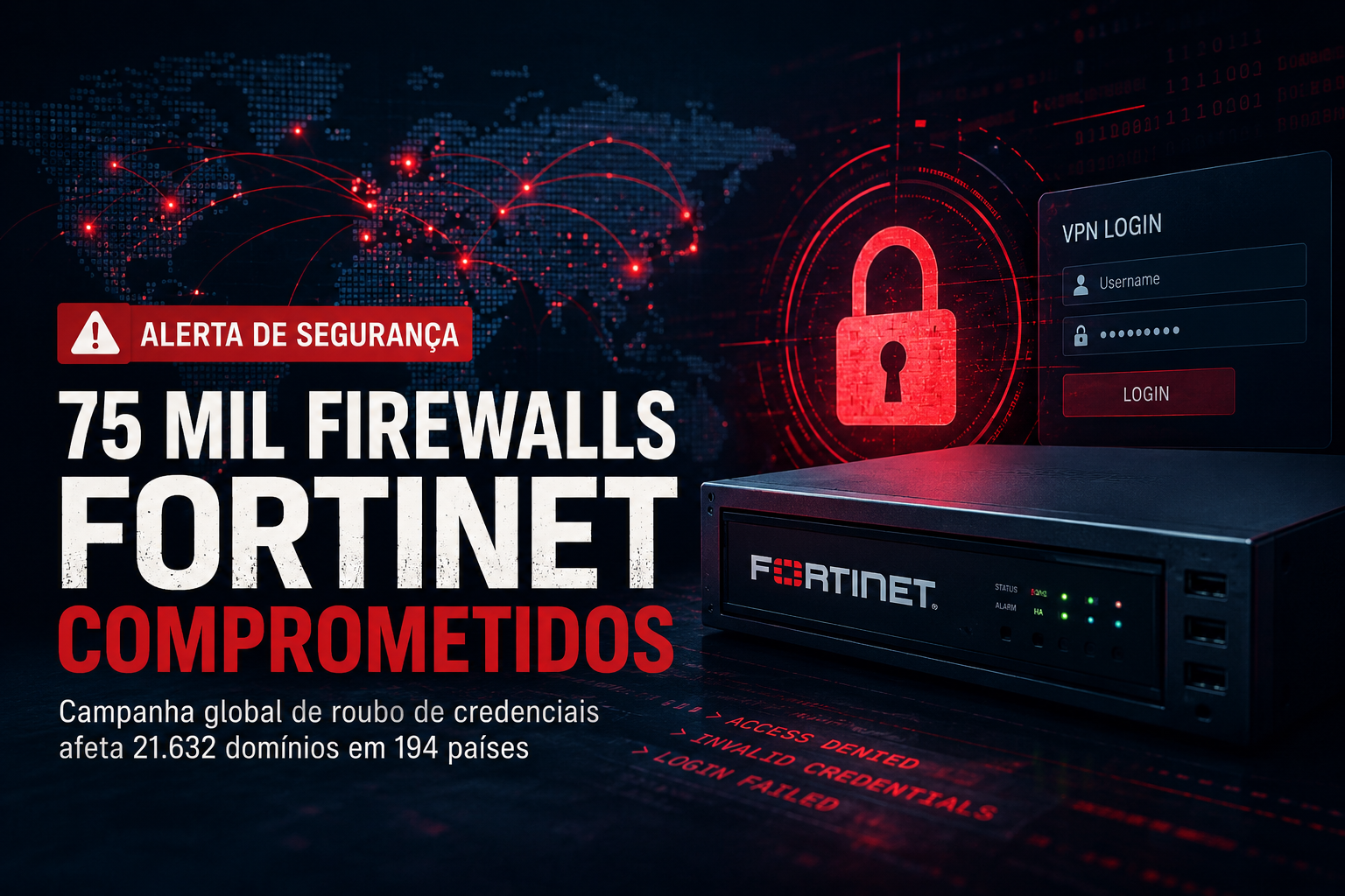 Ataque rouba senhas de 75 mil Firewalls Fortinet do mundo
